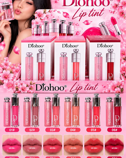 DIOHOO LIP BALM & LIP GLOSS DUO 12 SET BOX-  (2 PCS PER SET)
