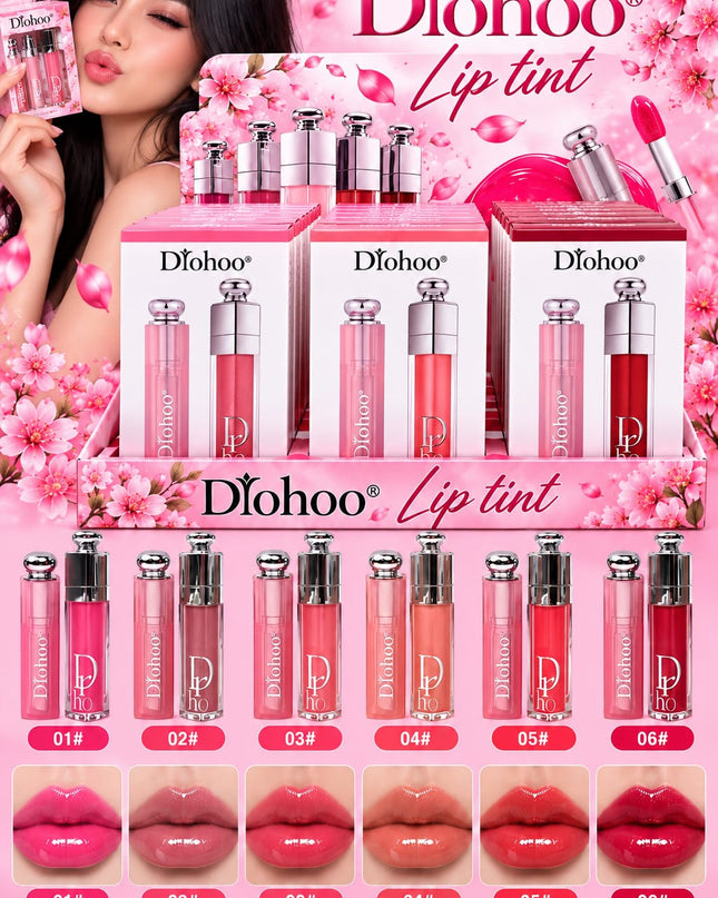 DIOHOO LIP BALM & LIP GLOSS DUO 12 SET BOX-  (2 PCS PER SET)