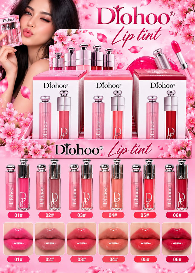 DIOHOO LIP BALM & LIP GLOSS DUO 12 SET BOX-  (2 PCS PER SET)