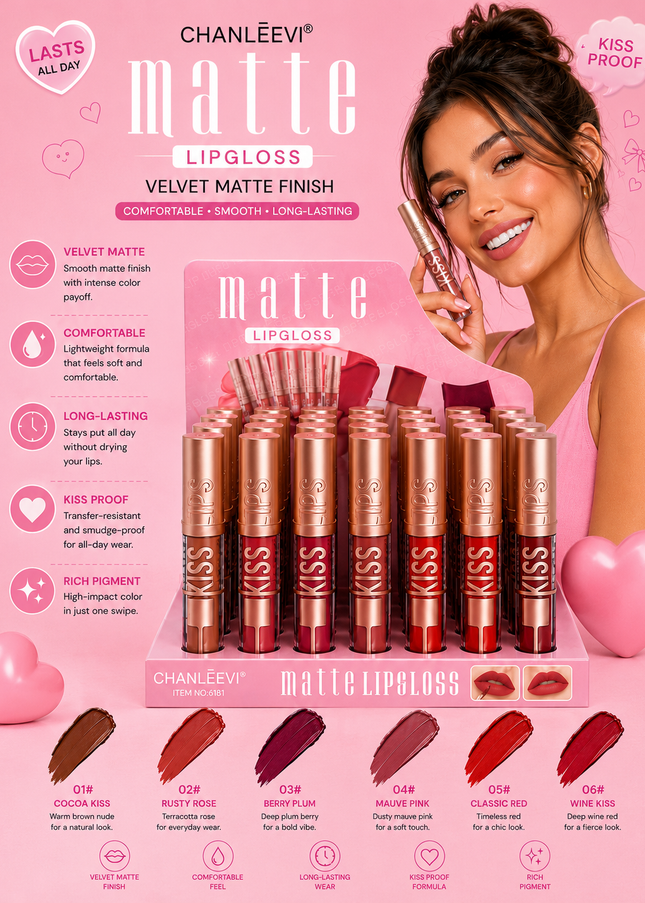 CHANLEVII  MATTE LIPGLOSS  - 24PCS box (#6181)