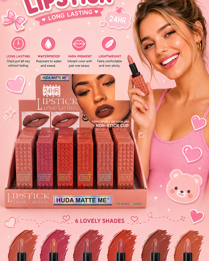 HUDA MATTE ME LIPSTICK  NUDE - 24PCS box - (#35008)