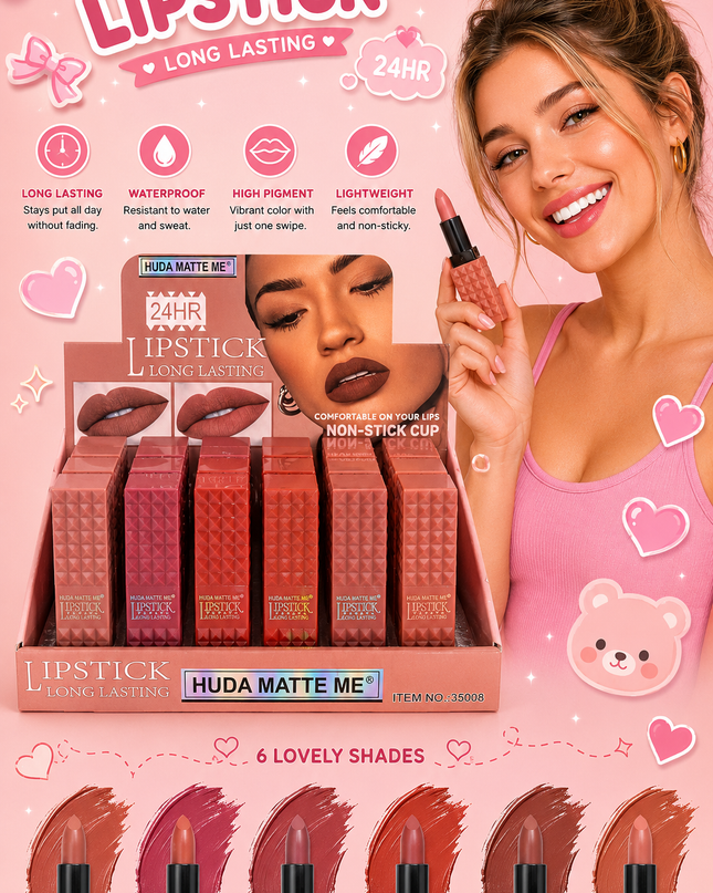 HUDA MATTE ME LIPSTICK  NUDE - 24PCS box - (#35008)