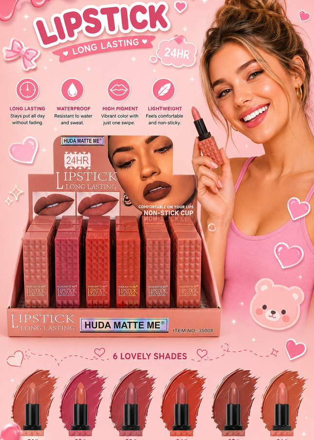 HUDA MATTE ME LIPSTICK  NUDE - 24PCS box - (#35008)