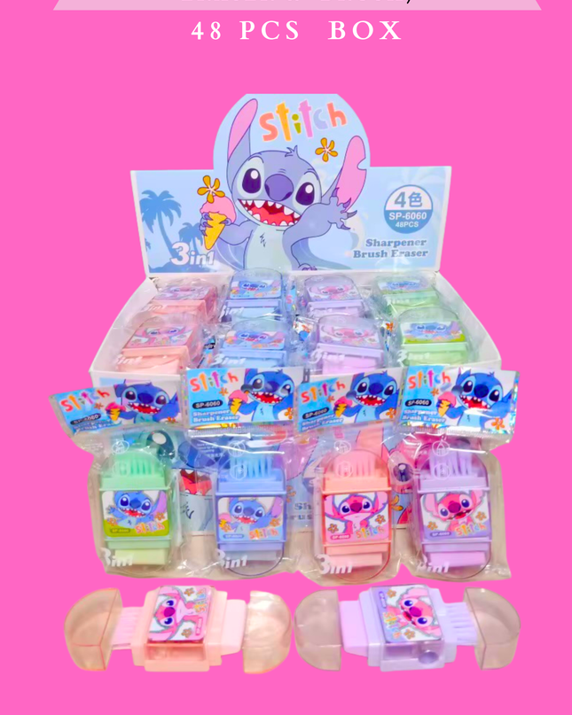 Blue 3 IN 1 ( SHARPENER, ERASER & BRUSH) 48 PCS BOX