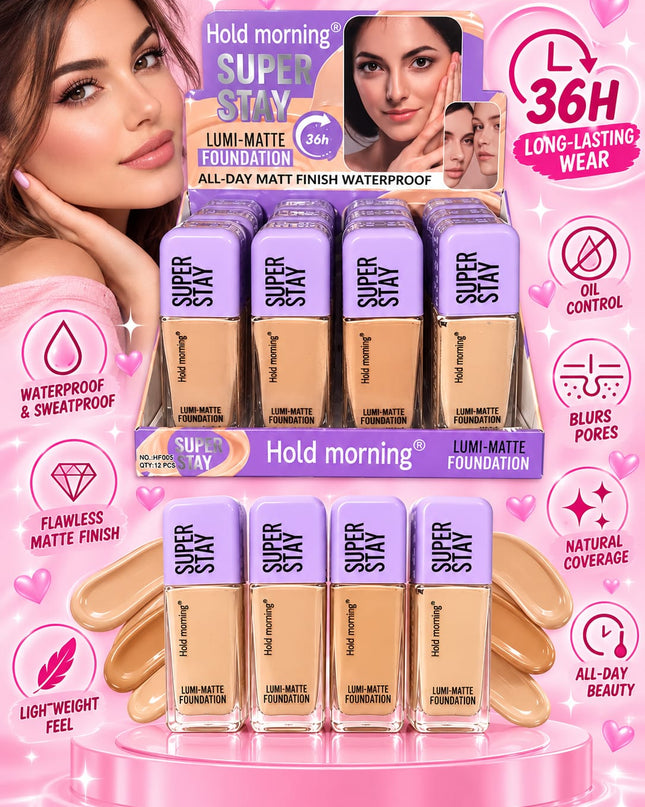 Super stay hold morning - foundation 12 pcs box - glass bottle - Hf005