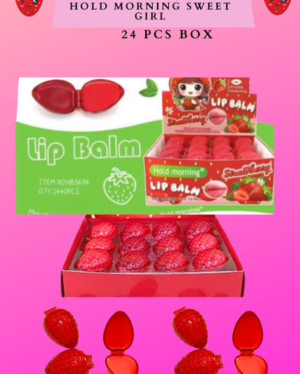DOUBLE LIP BALM STRAWBERRY HOLD MORNING SWEET GIRL -24 PCS BOX