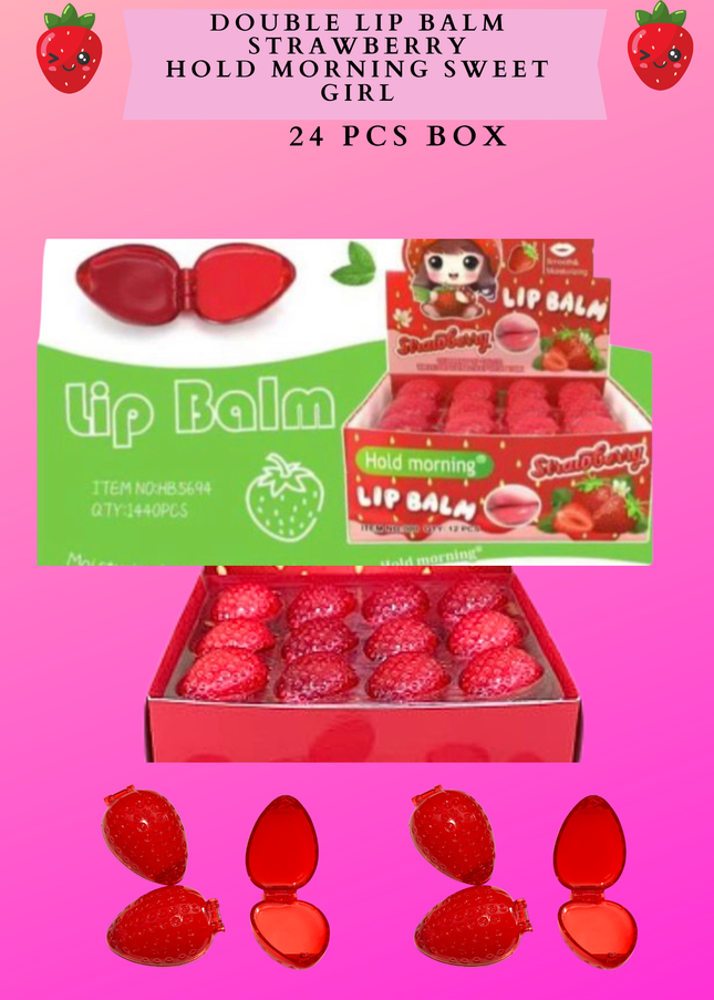 DOUBLE LIP BALM STRAWBERRY HOLD MORNING SWEET GIRL -24 PCS BOX