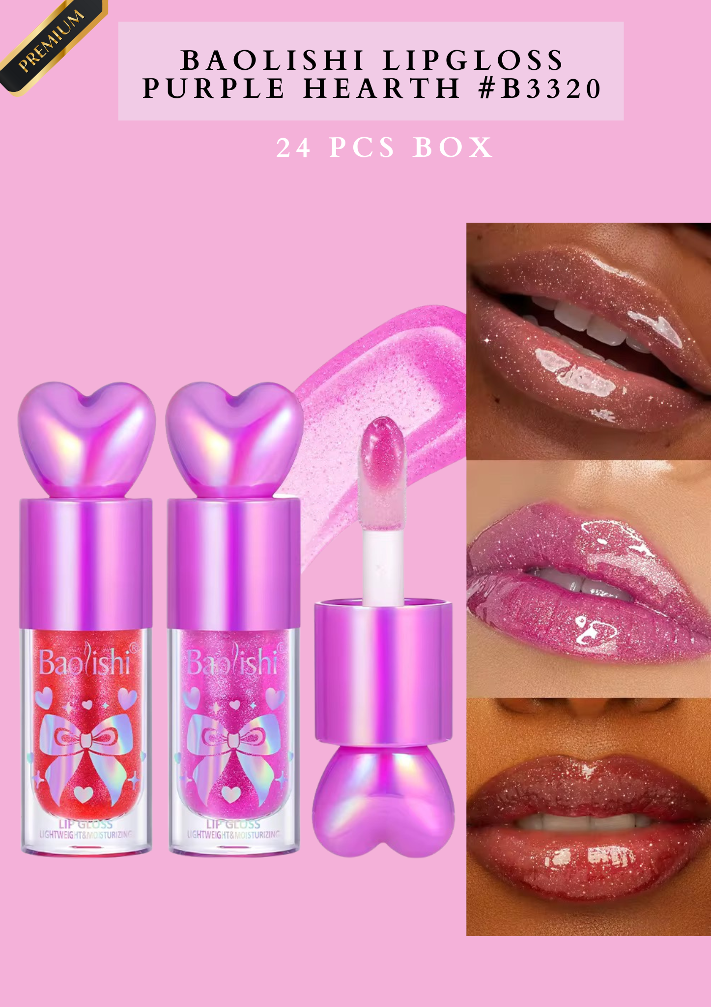 BAOLISHI LIPGLOSS PURPLE HEARTH #B3320 (24 PCS BOX)