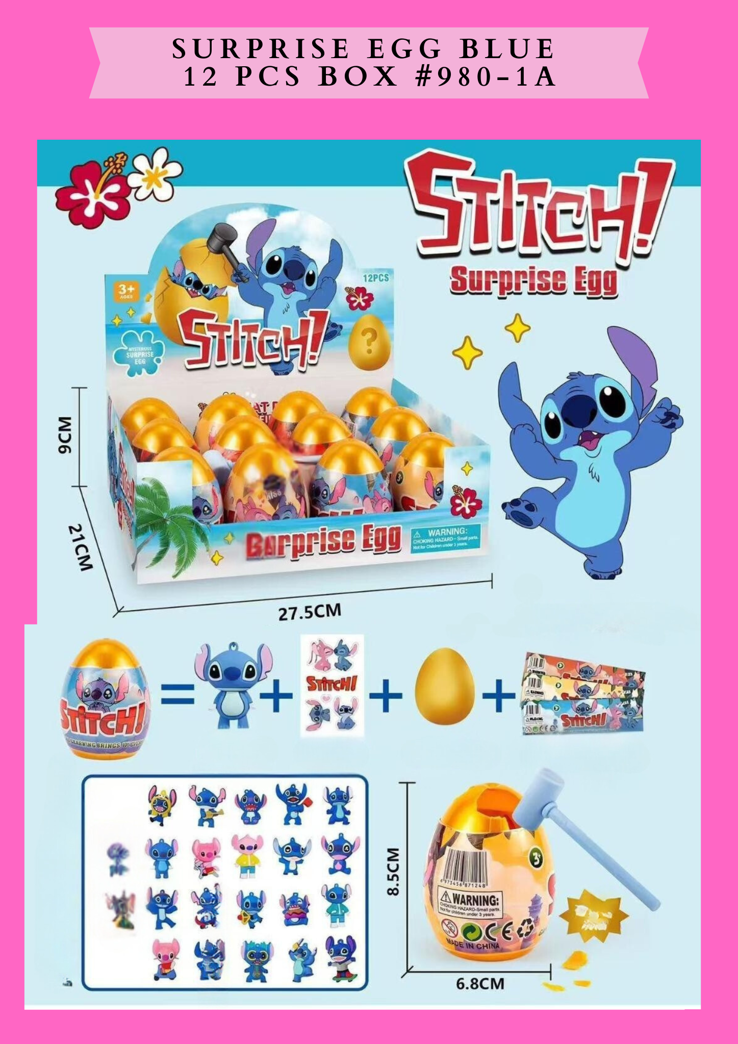 SURPRISE EGG BLUE -12 PCS BOX #980-1 A