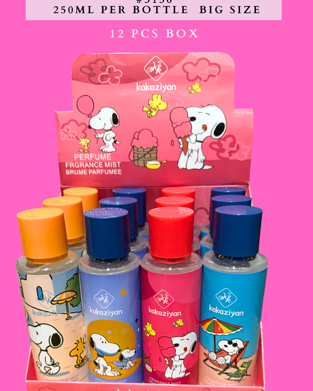 BODY MIST KAKAZIYAN SNOOPY #3136 250ML PER BOTTLE BIG SIZE - 12 PCS BOX