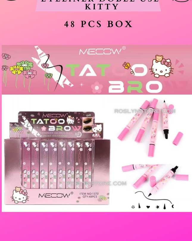 TATTO BROW - EYELINER DOBLE USE KITTY STAMP -48 PCS BOX