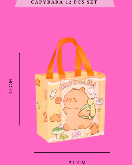 MULTIUSE TOTE BAGS CAPYBARA -12 PCS SET