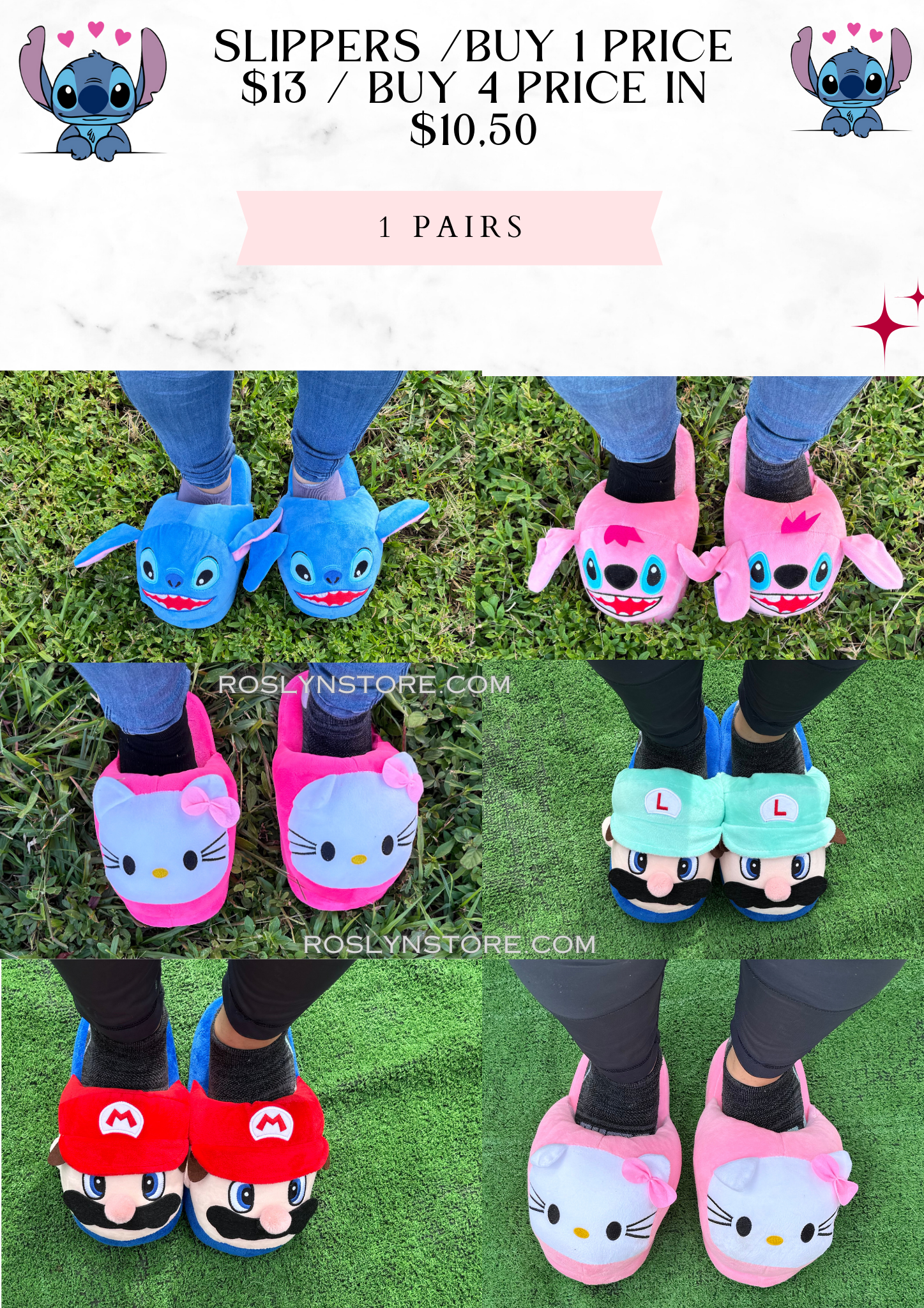 Slippers - 1 pair ( $13 / buy 3 price $10,50) read description for size