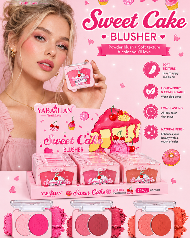 YABAOLIAN SWEET CAKE DOUBLE BLUSH  24 pcs box - (#Y8058)