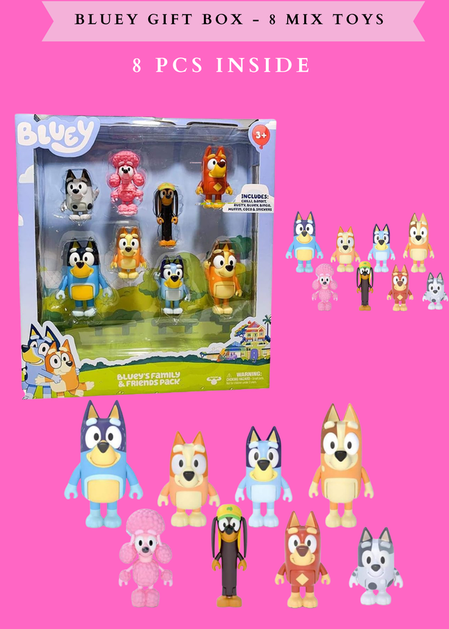 Bluey toys for kids -Gift box- SET 6 PCS
