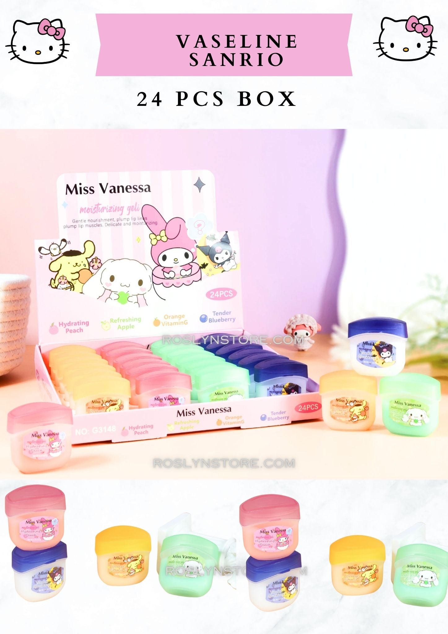 MINI VASELINE SANRIO- 24 PCS BOX