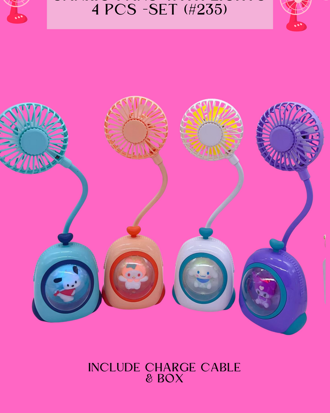 SANRIO FANS WITH LIGHTS 4 PCS -SET (#235)