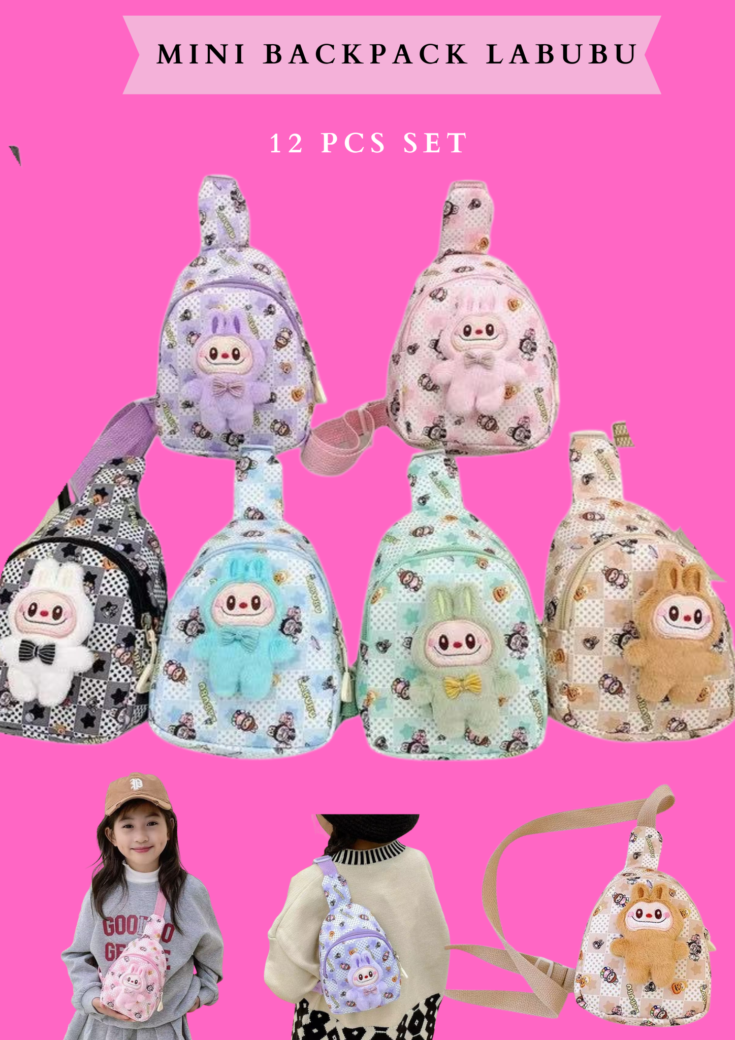 MINI BACKPACK LABU #SR9965722  - (12 PCS SET)