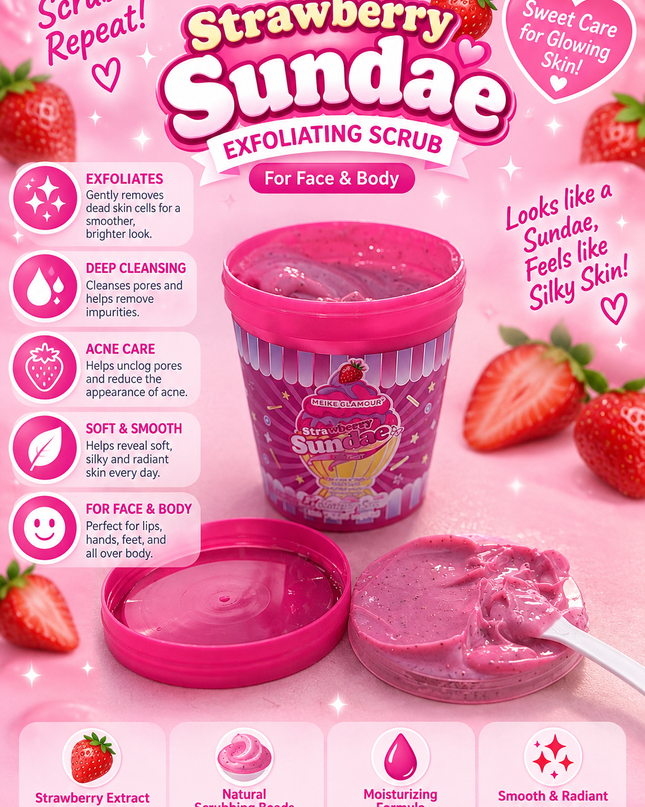 SUNDAE SCRUB  STRAWBERRY (12 PCS) (MKG0395) (C32)