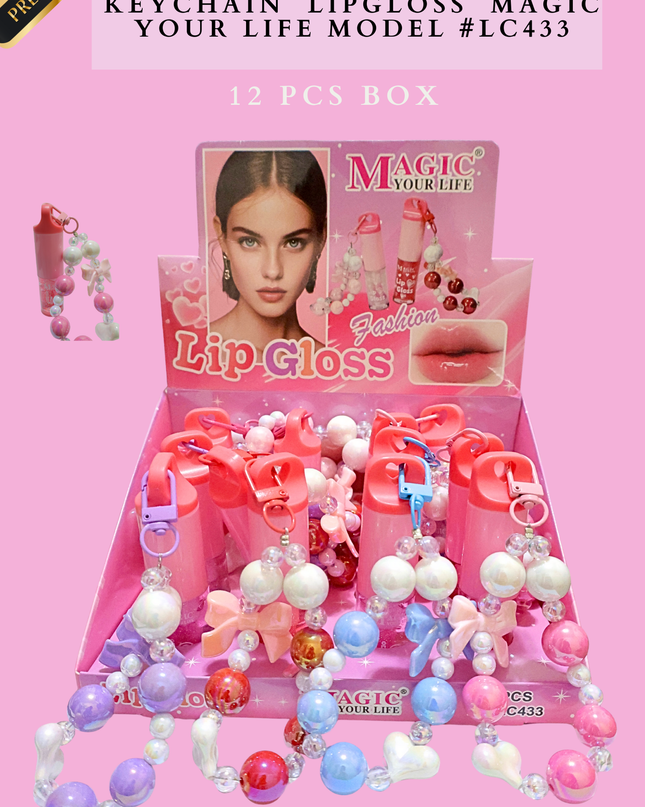 KEYCHAIN LIPGLOSS MAGIC YOUR LIFE MODEL #LC433 -(12 PCS BOX)