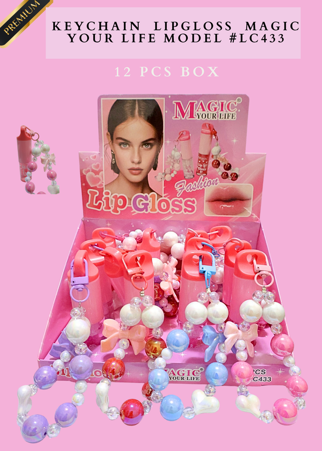 KEYCHAIN LIPGLOSS MAGIC YOUR LIFE MODEL #LC433 -(12 PCS BOX)