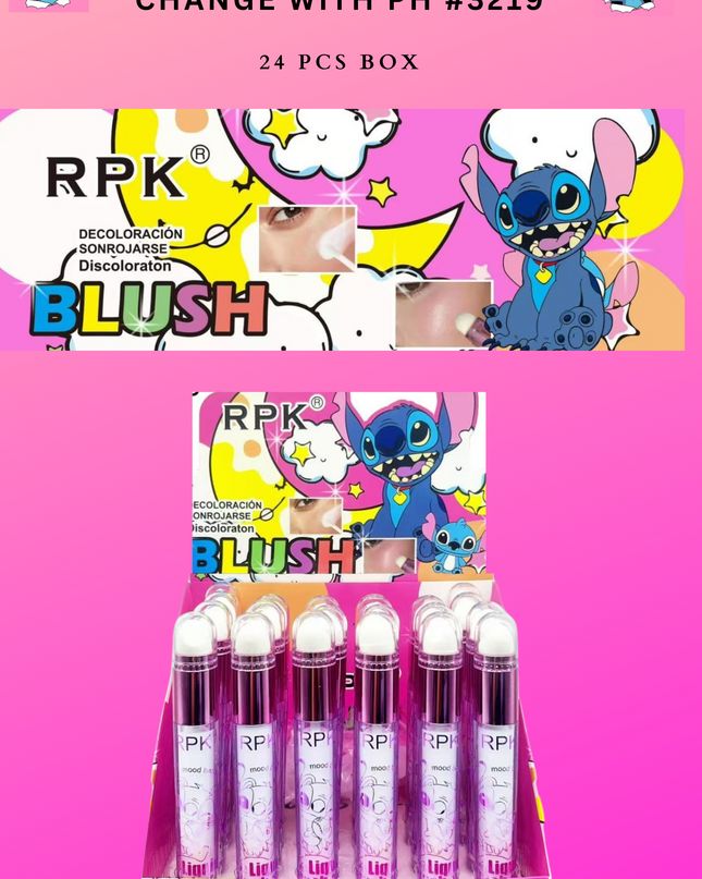 LIQUID BLUSH stitch - MAGIC CHANGE WITH PH  -24 pcs box   (lips,face & cheeks (#3219)