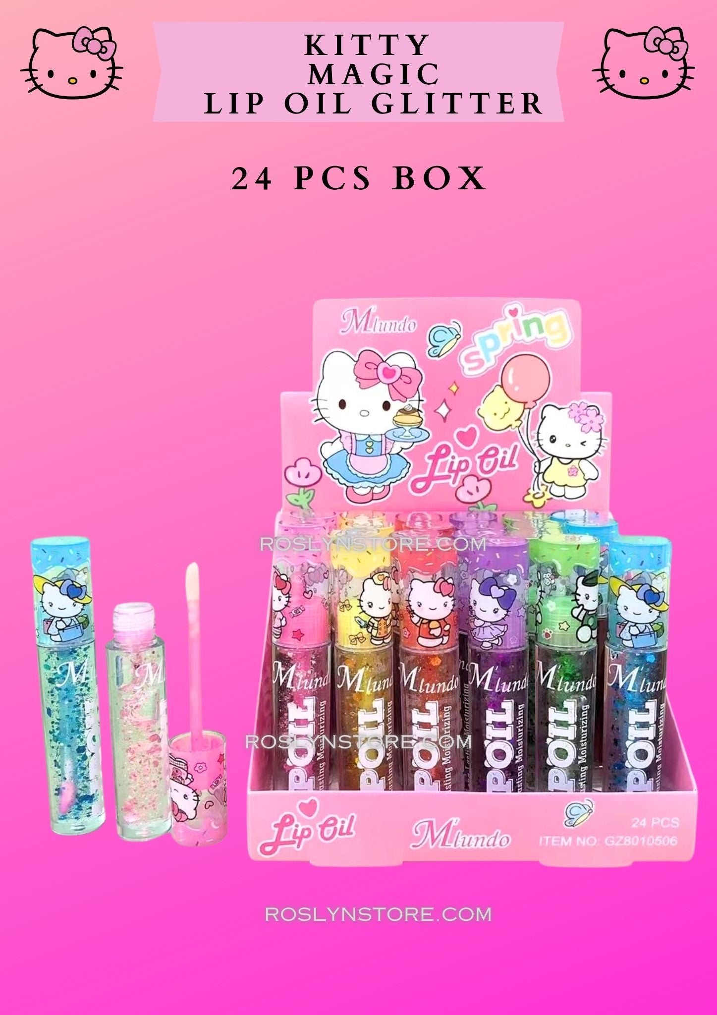 KITTY MAGIC LIP OIL GLITTER -24 PCS BOX