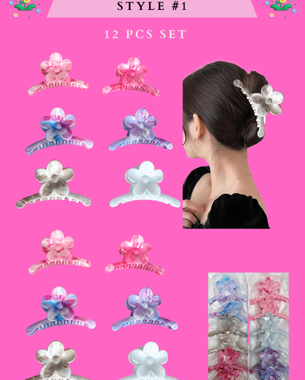 HAWAIIAN HAIR CLAW (STYLE #1 )- (12 PCS SET)