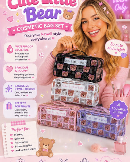 COSMETIC BAG BEAR - 4 pcs set ( big size )