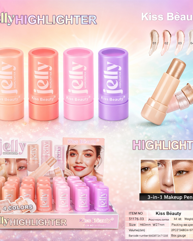 JELLY HIGHLIGHTER 24 pcs box - kiss beauty (#S1176)