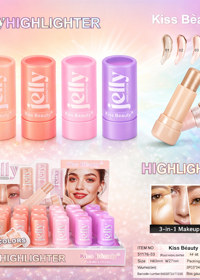 JELLY HIGHLIGHTER 24 pcs box - kiss beauty (#S1176)