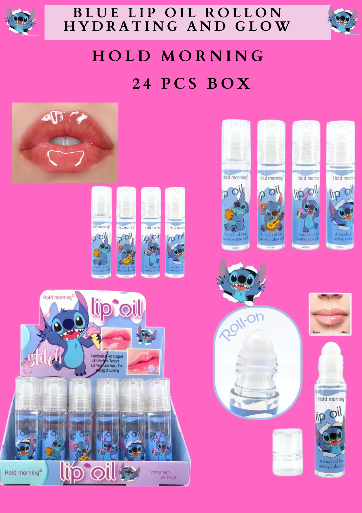 BLUE LIP OIL ROLLON HYDRATING AND GLOW HOLD MORNING - 24 PCS BOX