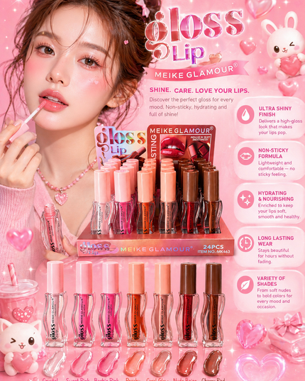 MEIKE GLAMOUR LIPGLOSS  - 24 pcs -  #MK463