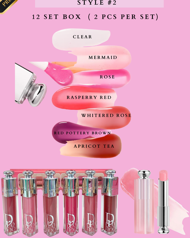 DIOHOO LIP TINT DUO STYLE #2- (12 SET BOX )( 2 PCS PER SET)