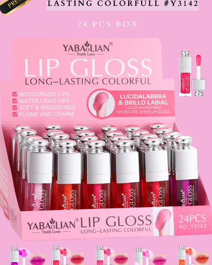 YABAOLIAN LIPGLOSS LONG LASTING COLORFULL #Y3142 ( 24 pcs box)