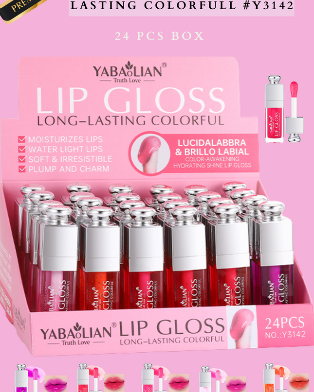 YABAOLIAN LIPGLOSS LONG LASTING COLORFULL #Y3142 ( 24 pcs box)