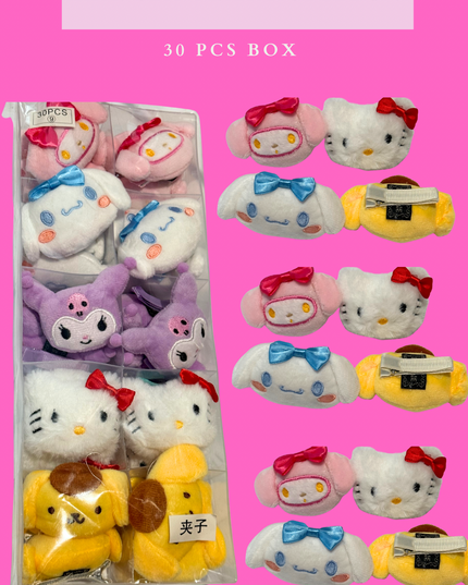 HAIR CLIP FRIEND STYLE # 4 -(30 PCS BOX) mini plushies