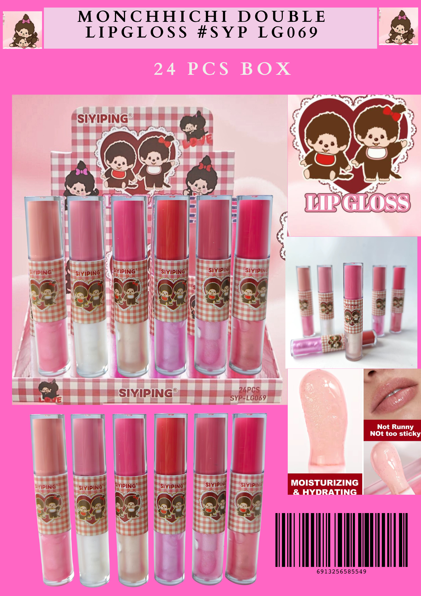 MONCHHICHI DOUBLE LIPGLOSS( #SYP LG069 )24 PCS BOX