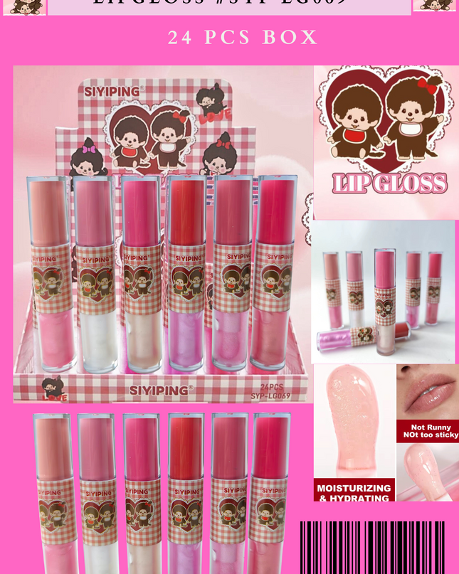 MONCHHICHI DOUBLE LIPGLOSS( #SYP LG069 )24 PCS BOX