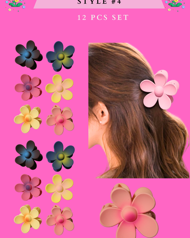 HAWAIIAN HAIR CLAW (STYLE #4)- (12 PCS SET)