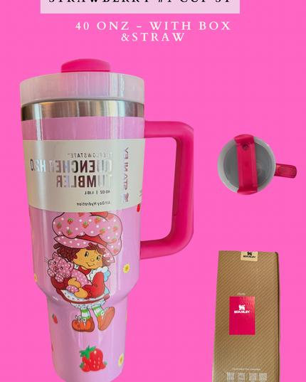 Strawberry cup #1 - 40 onz - st ( include box & straw)