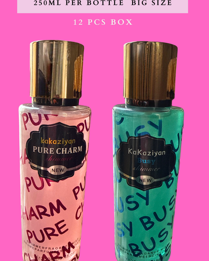 BODY MIST KAKAZIYAN SHIMMER 250ML PER BOTTLE -BIG SIZE 12 PCS BOX