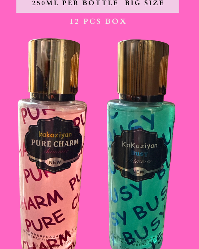 BODY MIST KAKAZIYAN SHIMMER 250ML PER BOTTLE -BIG SIZE 12 PCS BOX