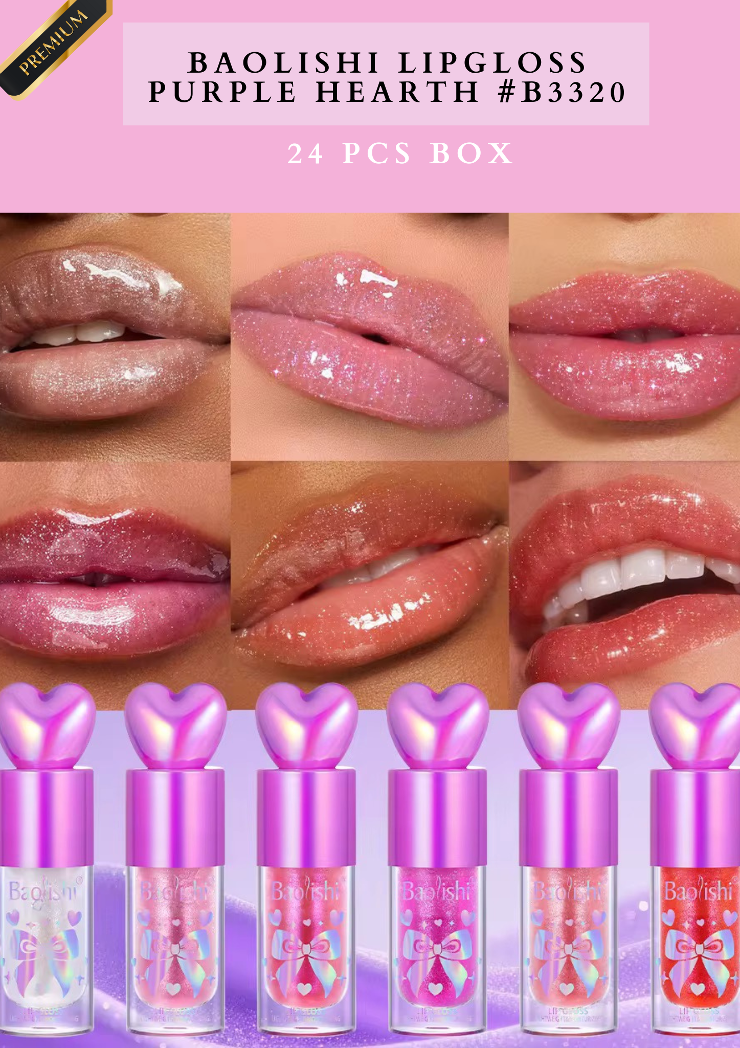 BAOLISHI LIPGLOSS PURPLE HEARTH #B3320 (24 PCS BOX)
