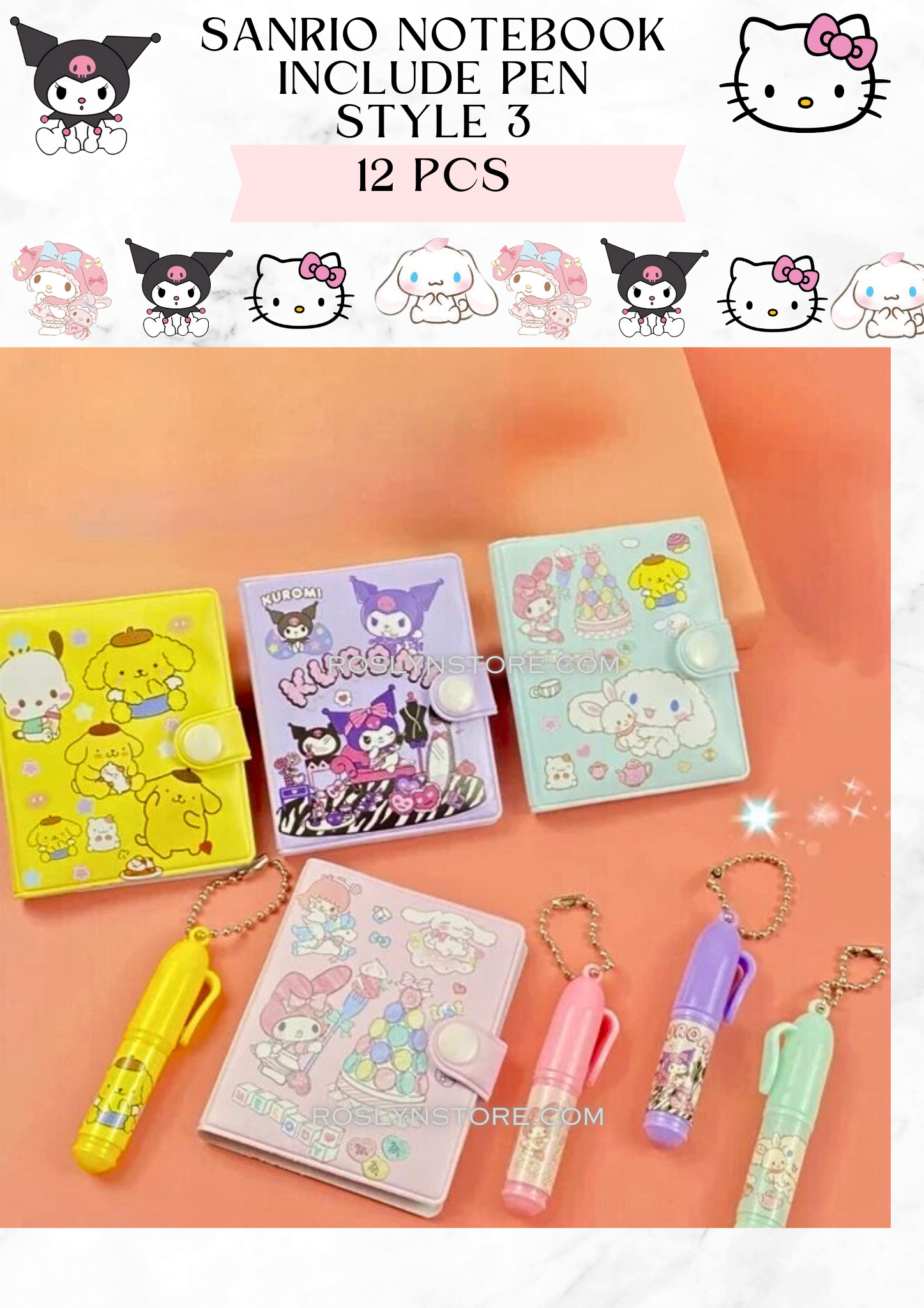 Mini notebook Sanrio- 12 pcs - 24 pcs include pen - style 3