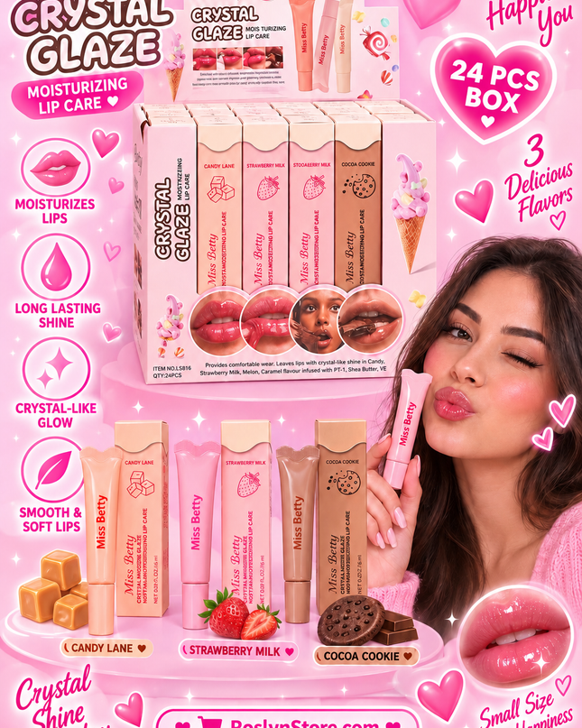 Crystal glaze lipgloss - 24 pcs box- MISS BETTY