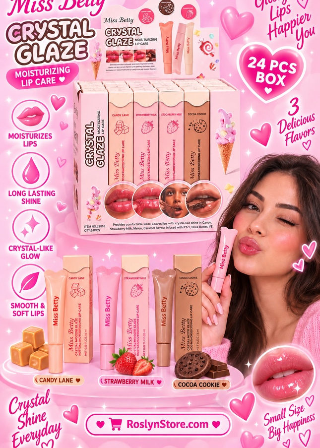 Crystal glaze lipgloss - 24 pcs box- MISS BETTY