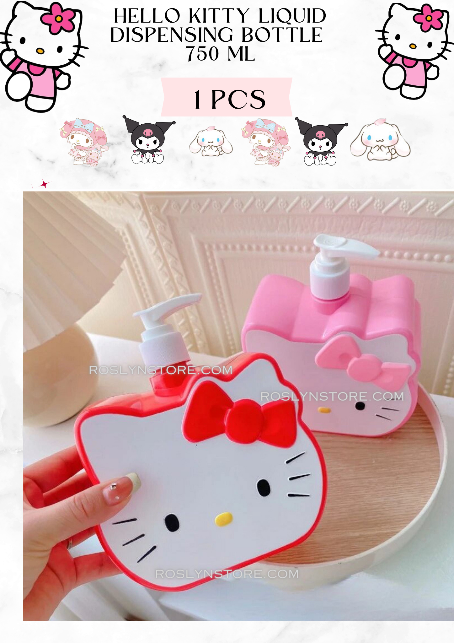 HELLO KITTY-  LIQUID DISPENSING -BOTTLE -750 ML (1pcs)