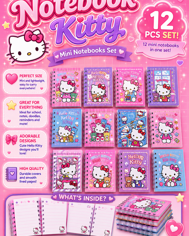 CAT NOTEBOOKS 12 PCS SET