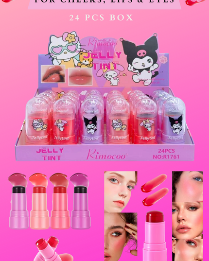 FRIENDS JELLY #2(clear top) (24 PCS BOX) - for lips , cheeks and eyes ( multiuse )